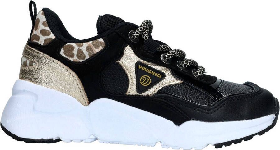 VINGINO Beau chunky leren sneakers zwart Meisjes Leer Meerkleurig 38