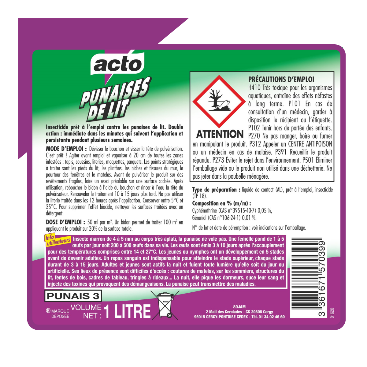 Acto spécial punaises de lit - bidon de 1 litre