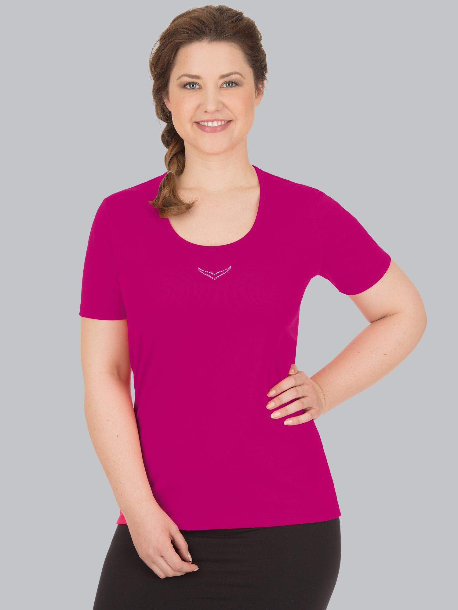 T-Shirt mit Swarovski® Kristallen Magenta