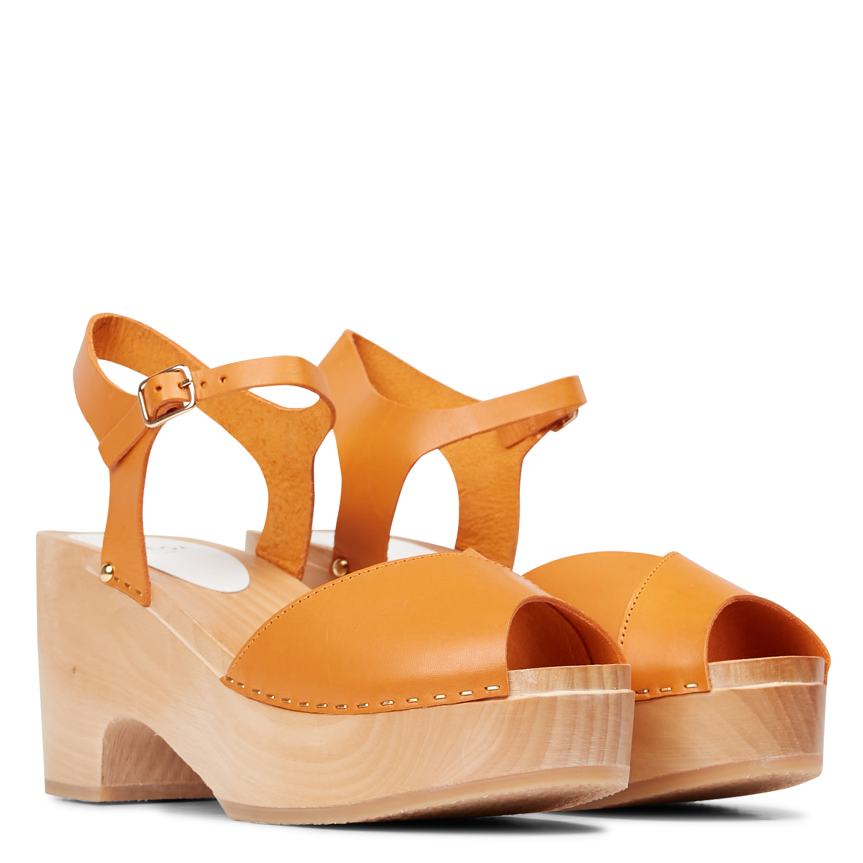 YAZZ - Sandales sabot en cuir | Orange