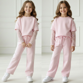 Soft Lace Lounge Set - roze