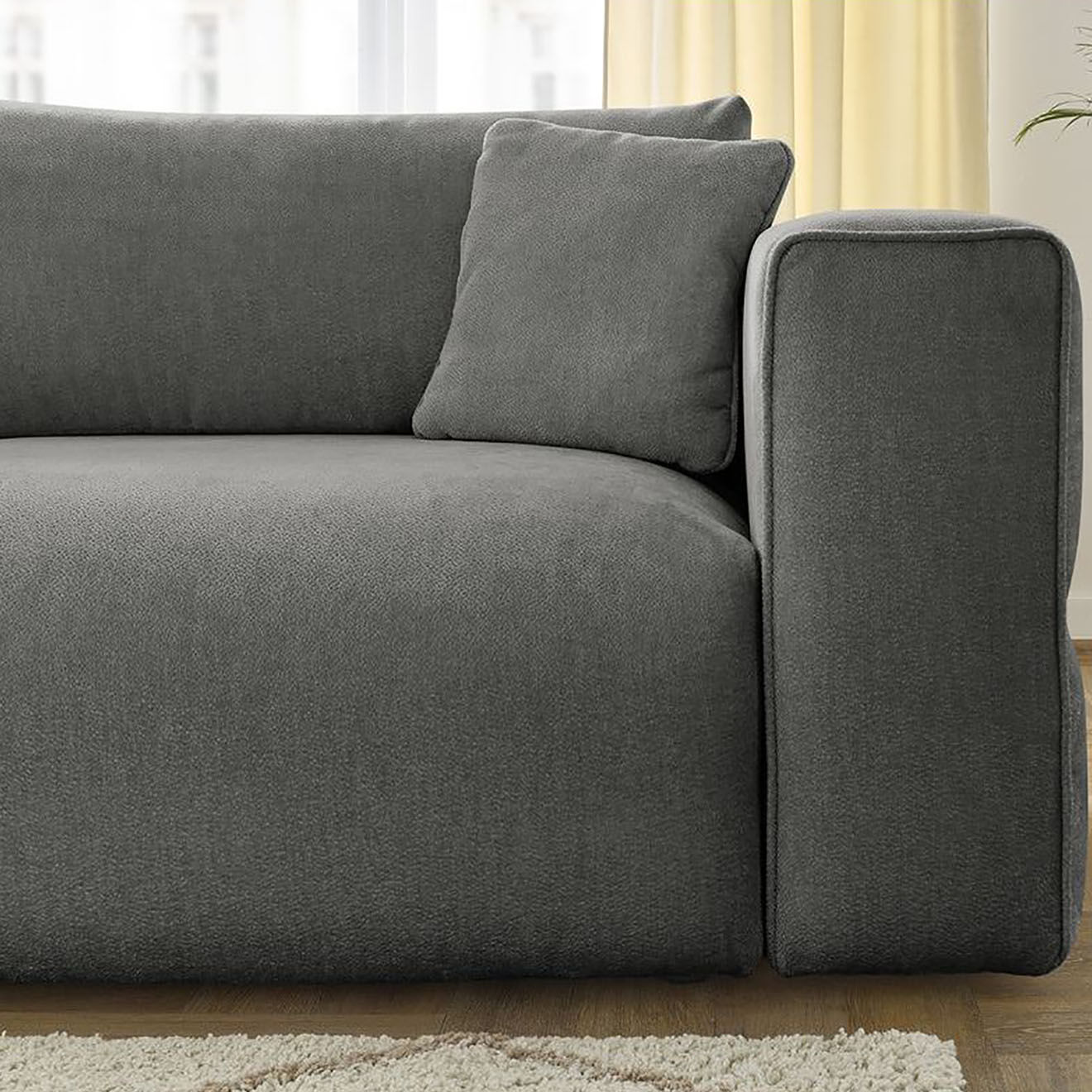 Bobochic Canapé convertible coffre ezechiel gris foncé - 265x109x82 cm