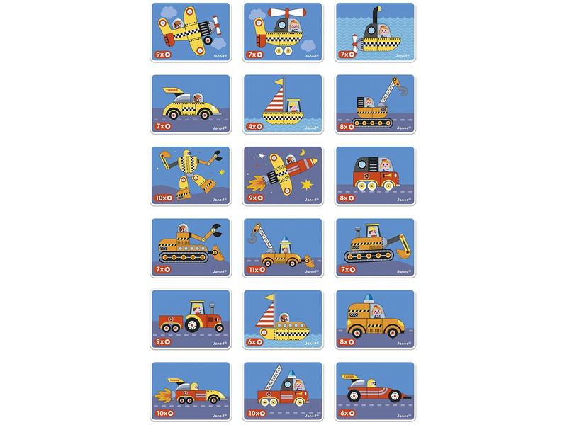 Janod Beschäftigungsspielzeug Magnetbuch Fahrzeuge Magnetisches Variations- und Kombinationsspielzeug