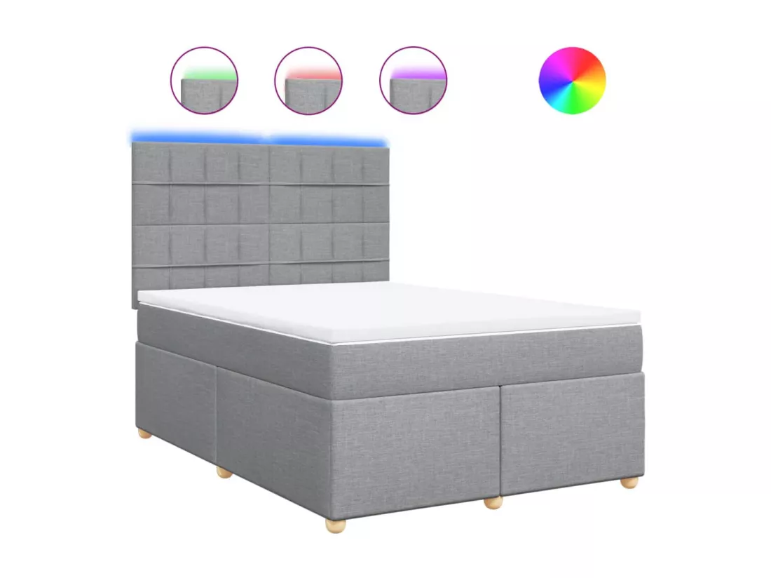 Sommier à lattes de lit avec matelas Gris clair 160x200cm Tissu