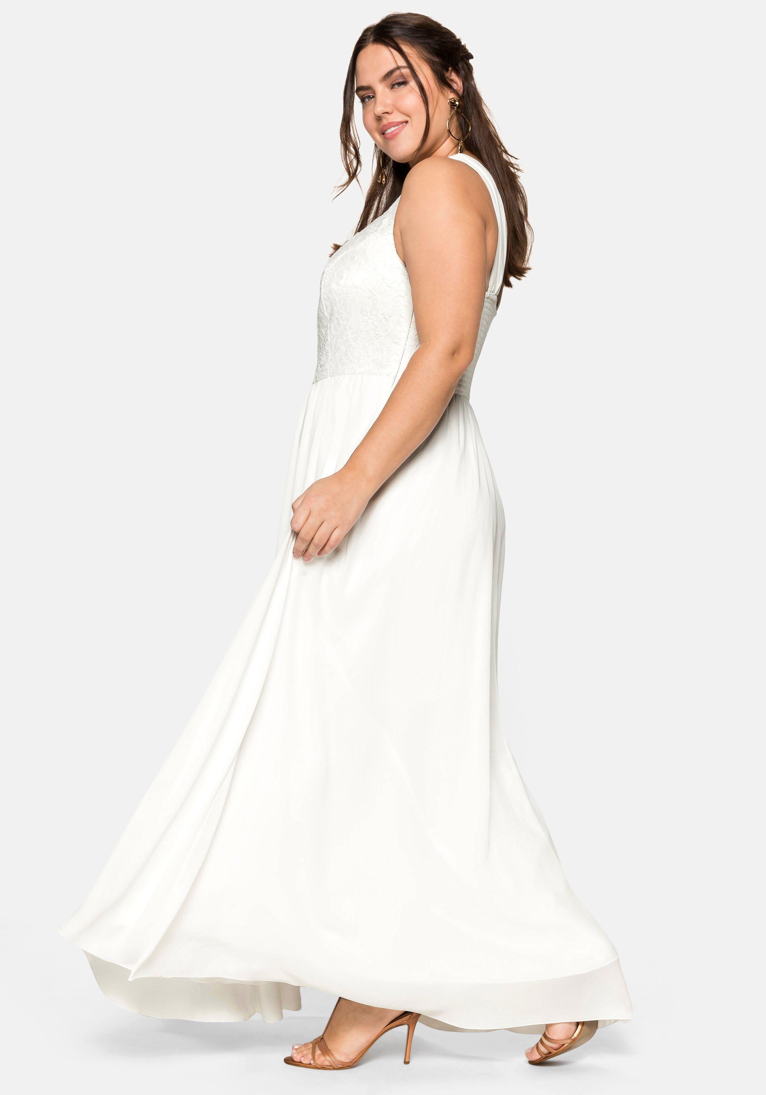 Abendkleid mit Spitzenoberteil und Chiffonrock