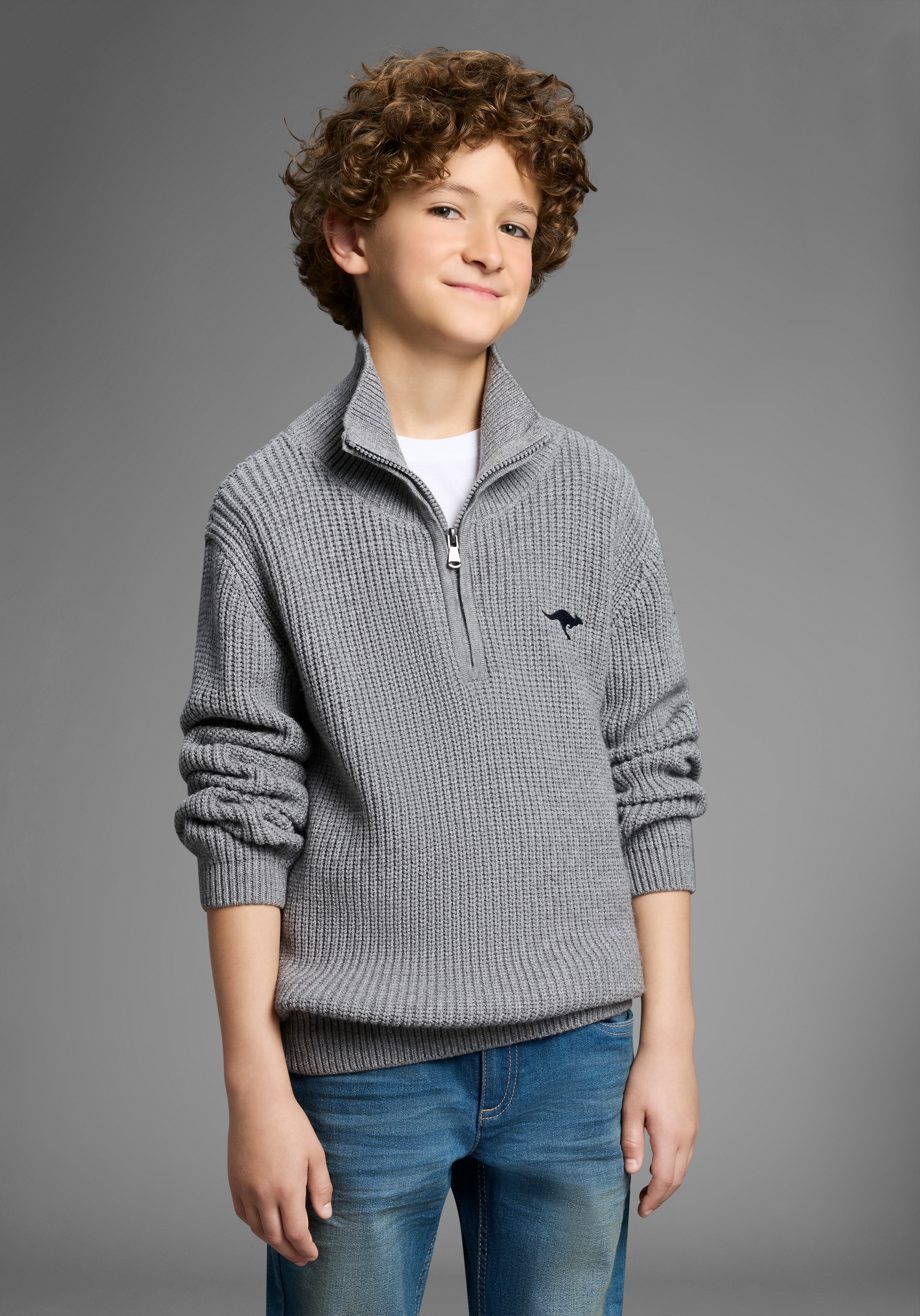 KangaROOS Strickpullover »Troyer, Pullover mit Zipper«, Troyer, warmer Pullover