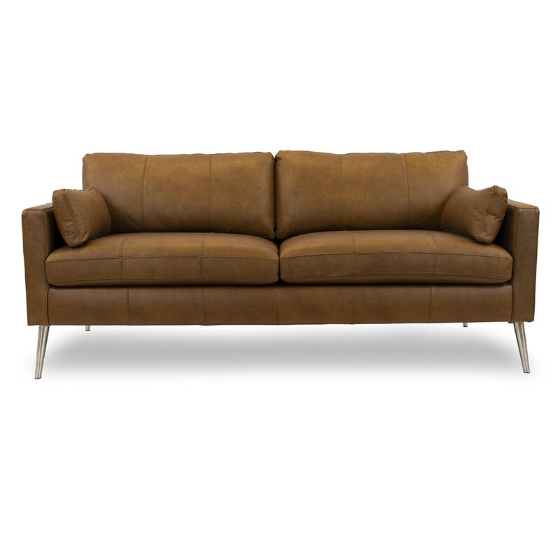 Gaia 81&rdquo; Genuine Leather Square Arm Sofa