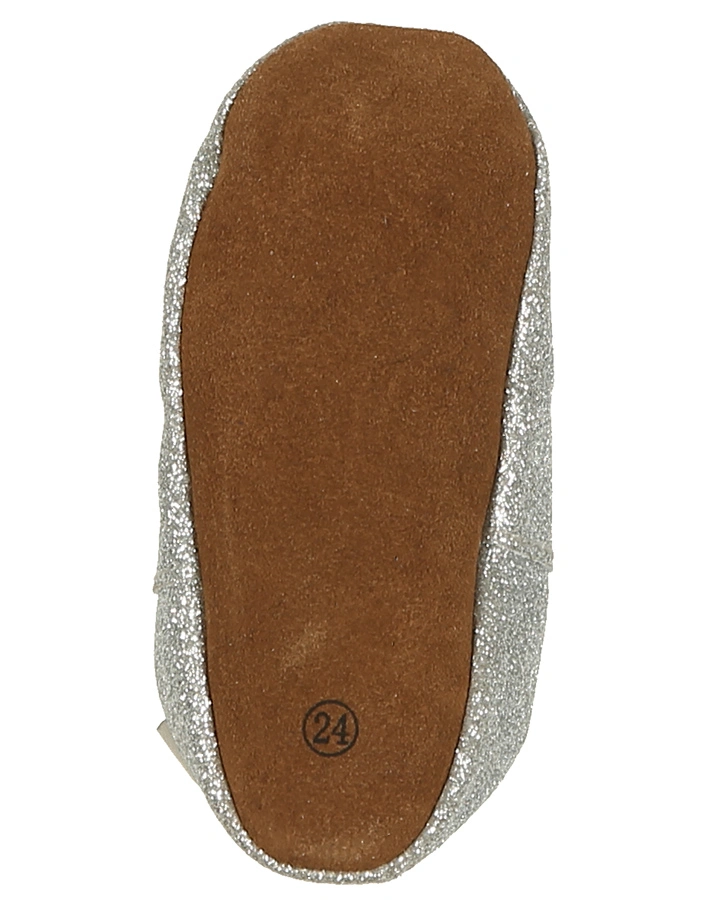 Krabbelschuhe STAR mit Glitzer in silber