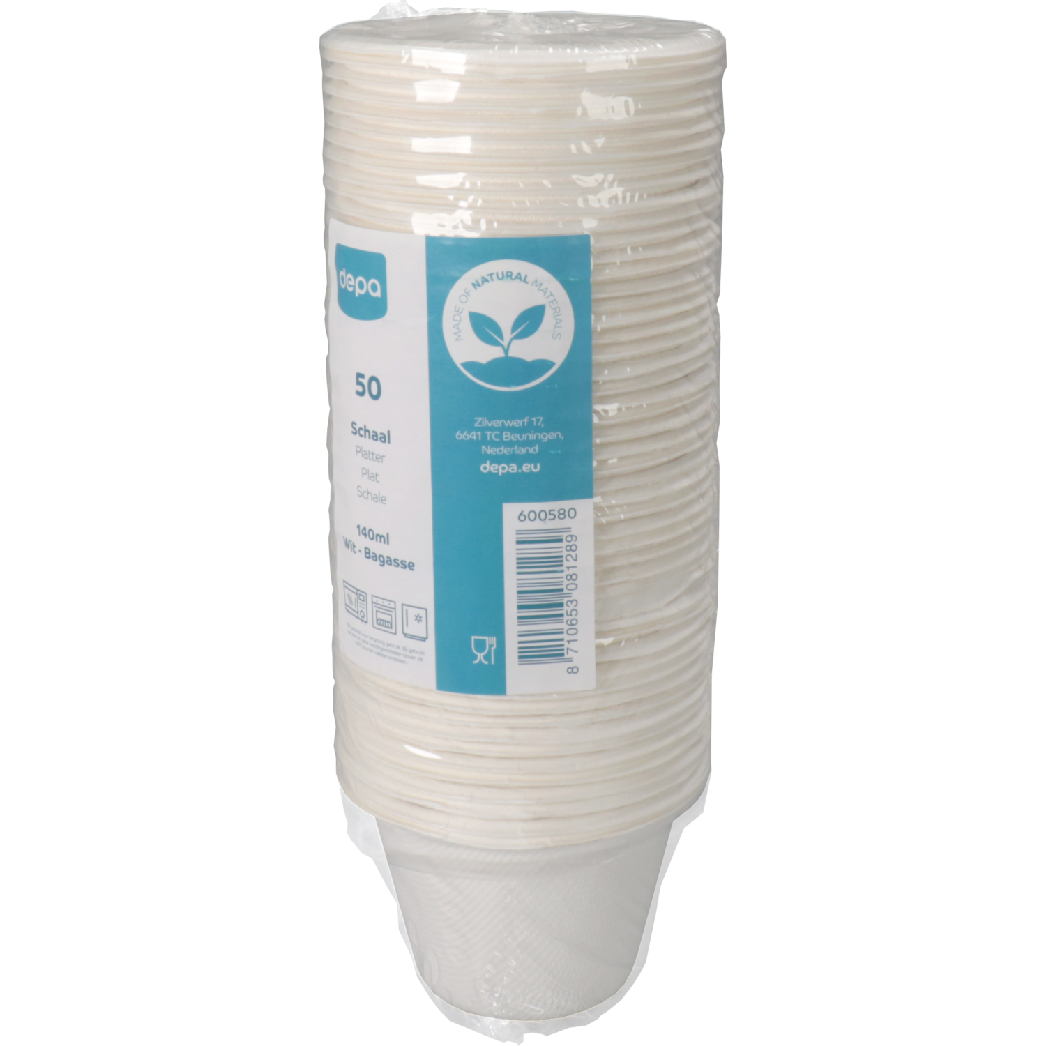 Depa Schaal, sausbakje, bagasse (suikerrietpulp), 140ml, wit