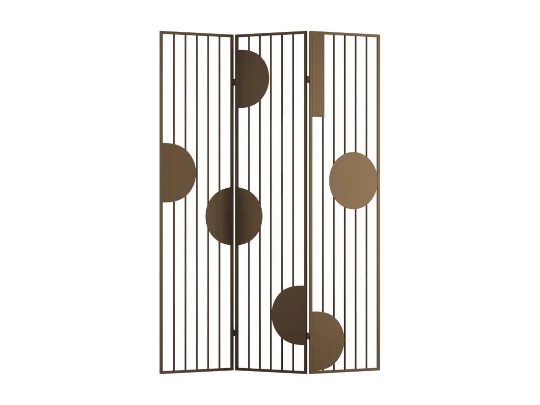 Paravent ajouré design en métal 3 pans - L. 123 x H. 180 cm - Doré - KANDY