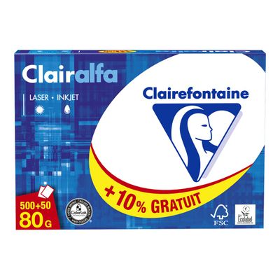 Clairefontaine CLAIRALFA - Ramette de 500 feuilles + 50 feuilles offertes