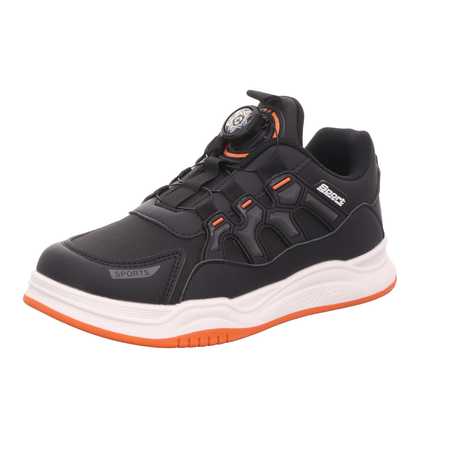 Sneakers Kinder-Jungen-Sneaker-Slipper-Klettschuh Schwarz-Orange-Weiß