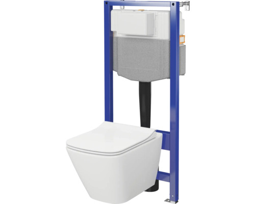 Cersanit City Square wandclosetset, randloos, glanzend wit, met toiletzitting, pneumatisch inbouwreservoir SZWZ1008566282