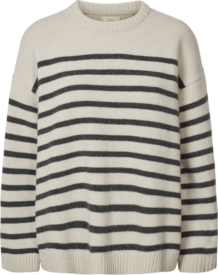 Gai&Lisva Barbera Stripe Lambswool Jumper GOTS 243975 Island fossil / dark grey stripe