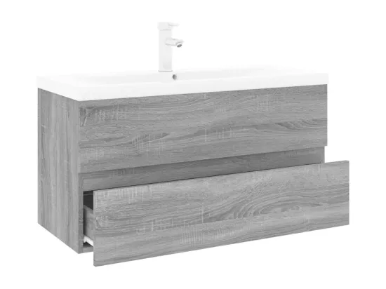 Meuble lavabo avec bassin intégré Sonoma gris Bois d'ingénierie