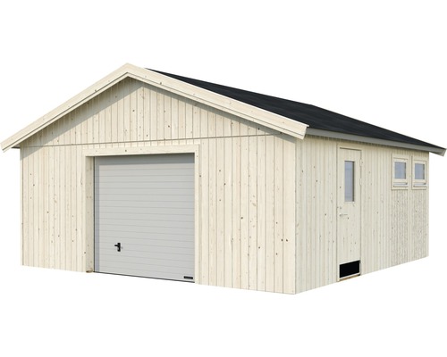 Nordic+ Andre garage, 28,5 m², inclusief sectionaaldeur 603 x 622 cm, natuurlijke afwerking.