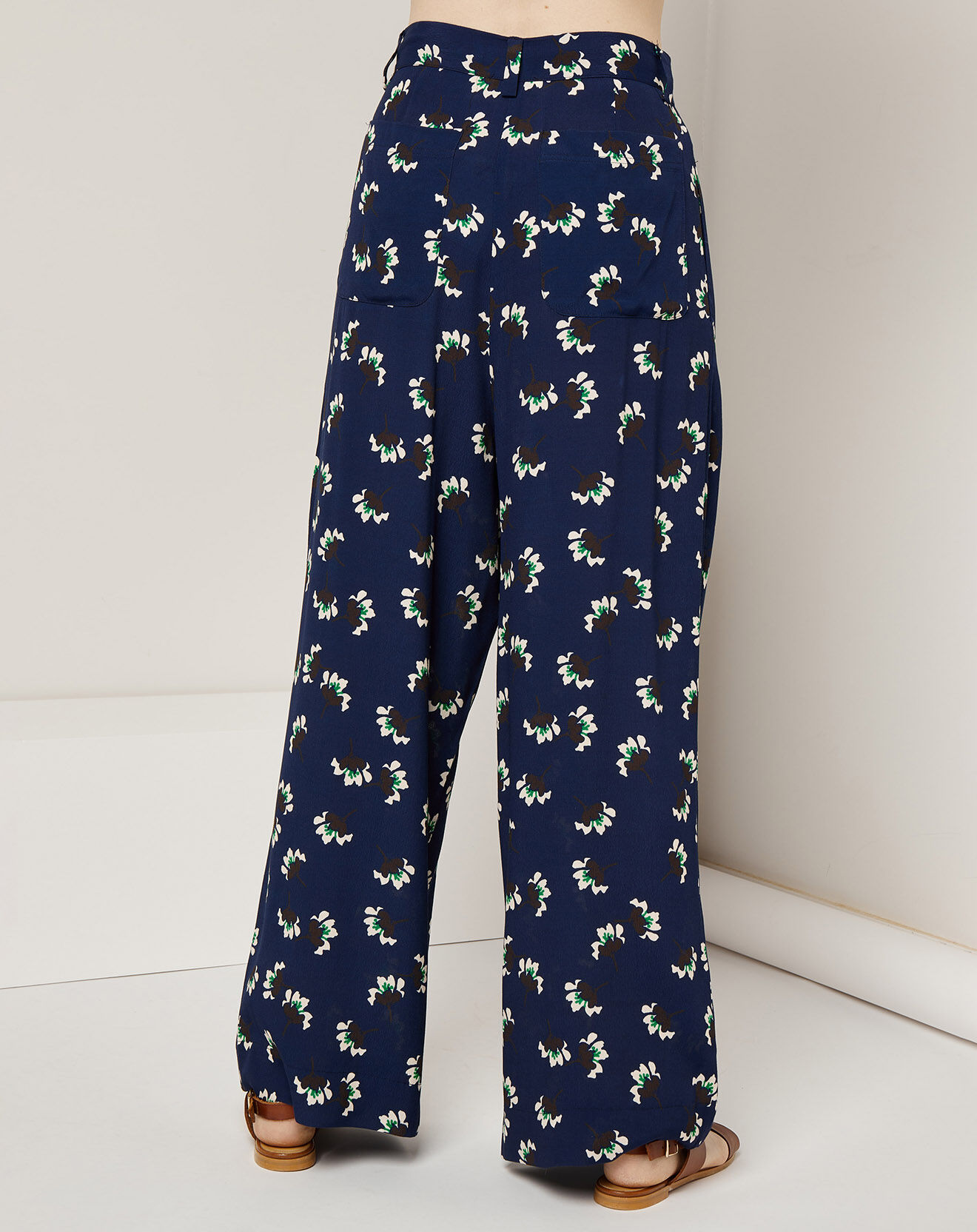 See u Soon Pantalon ample fluide Julia imprimé  marine