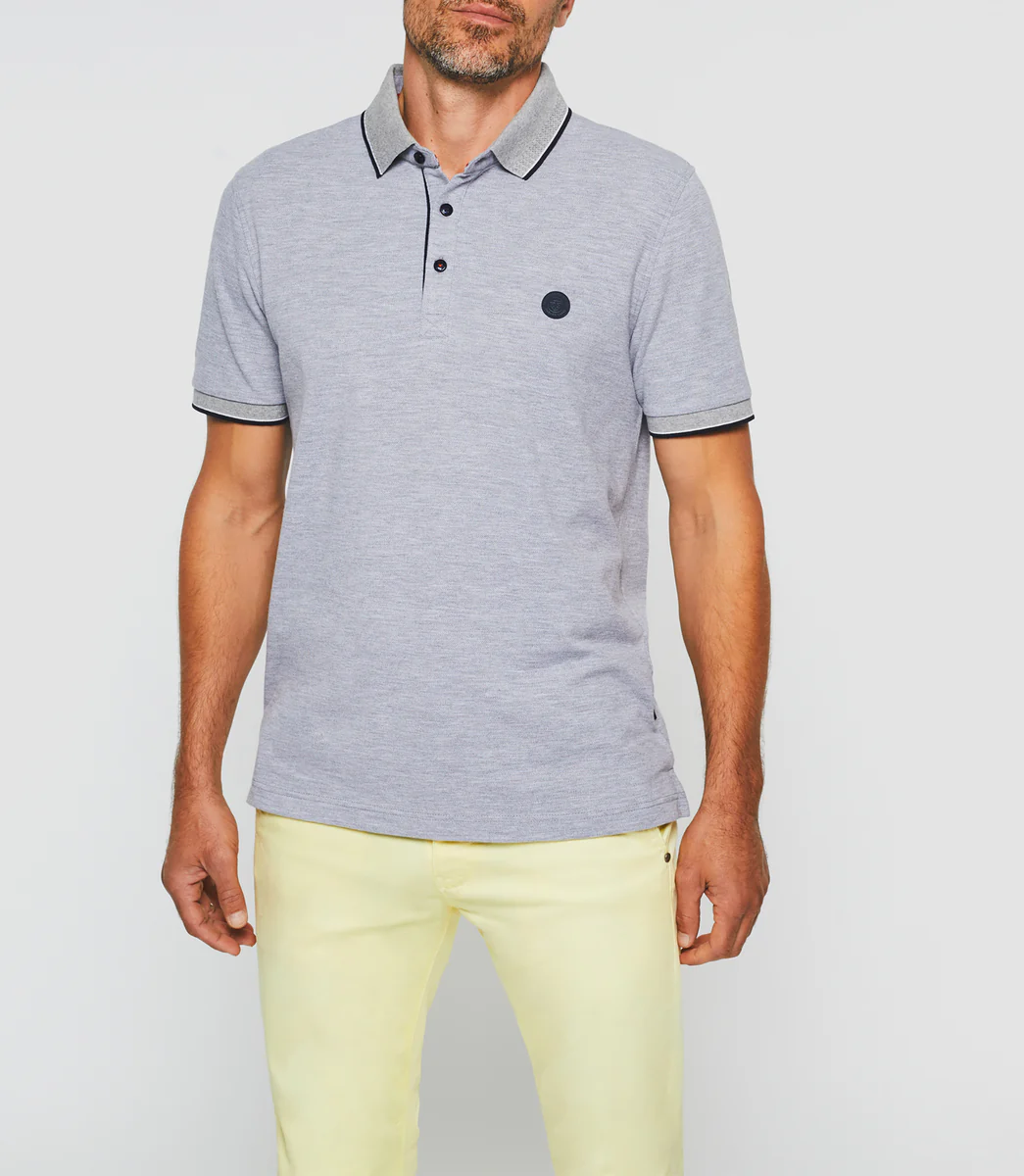 Polo manches courtes gris chiné 