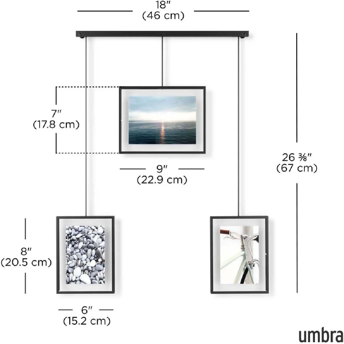 UMBRA Exhibit Porte photos 3 cadres Noir