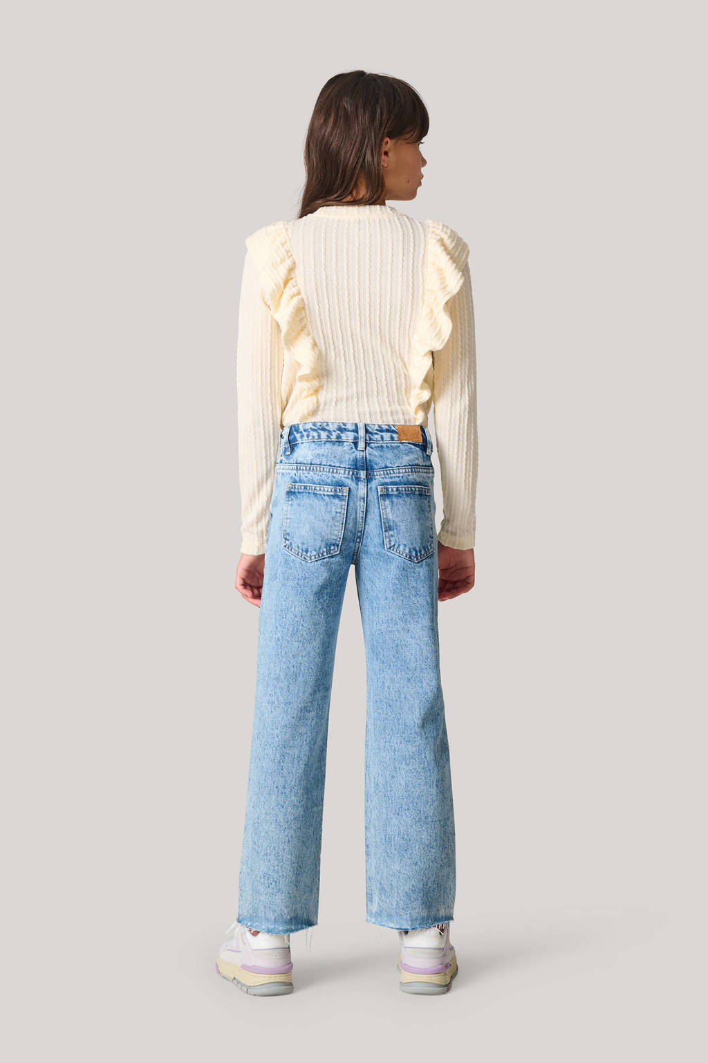 Shoeby gebreide longsleeve met ruches ecru