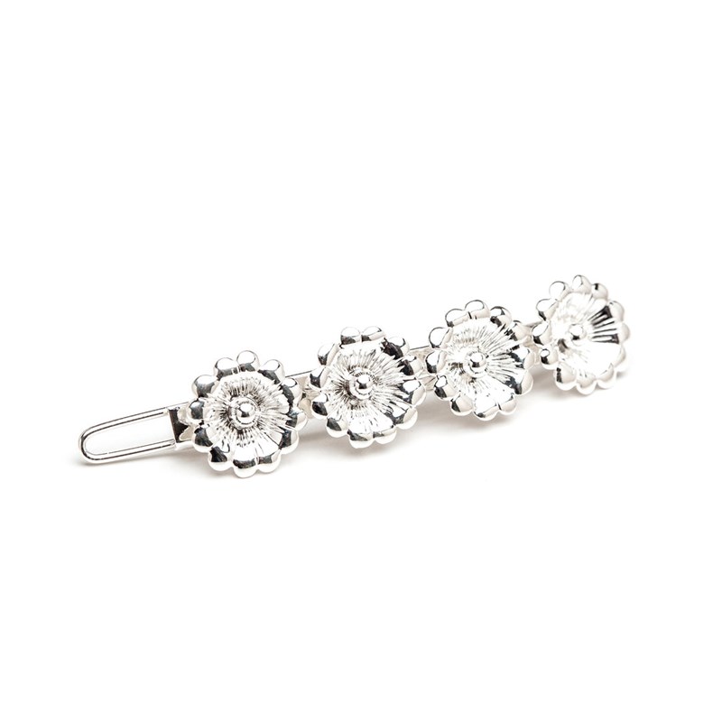 mini barrette fleur plaqué argent - THÉIA