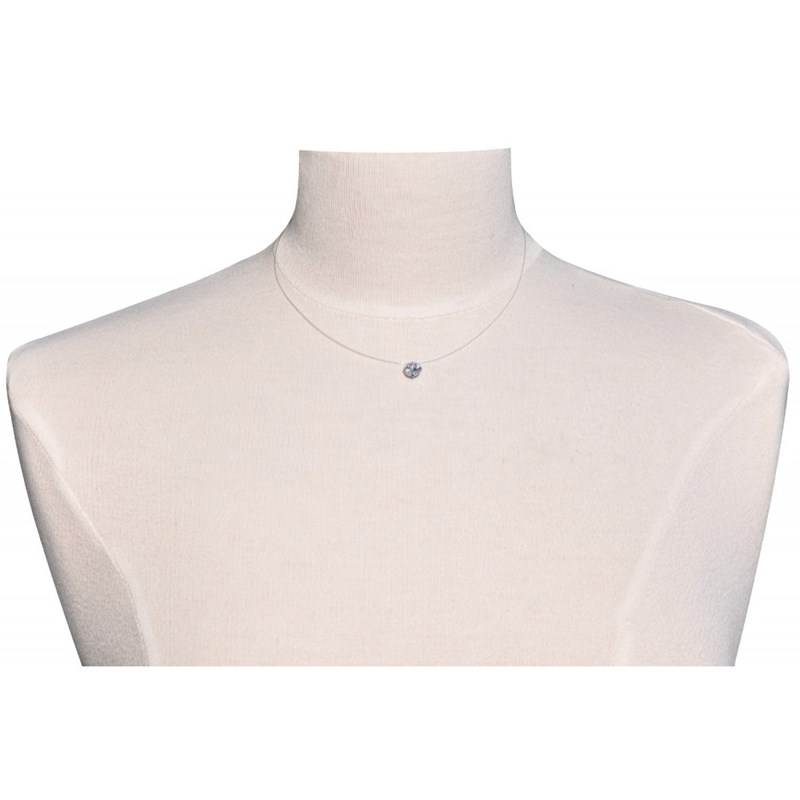 Collier Câble Nylon et Solitaire Strass Cristal 7 mm