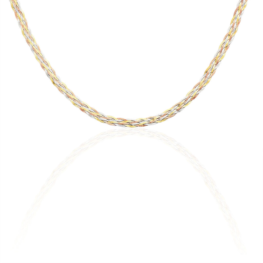 Collier Jen Tresse 6 Fils Or Tricolore