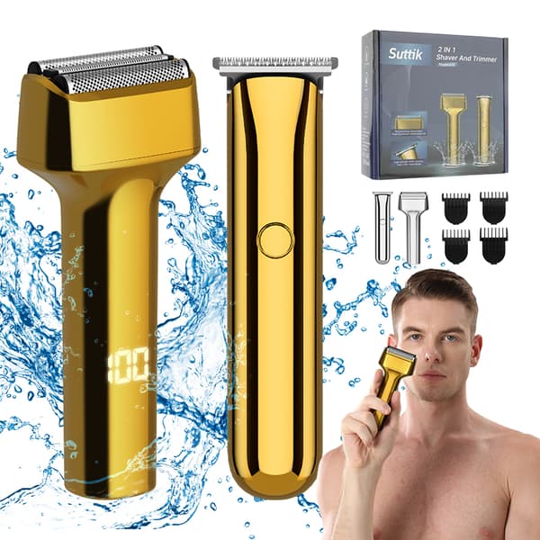 INF 2-i-1 elektrisk barbermaskin og hårtrimmer med bajonett Gull