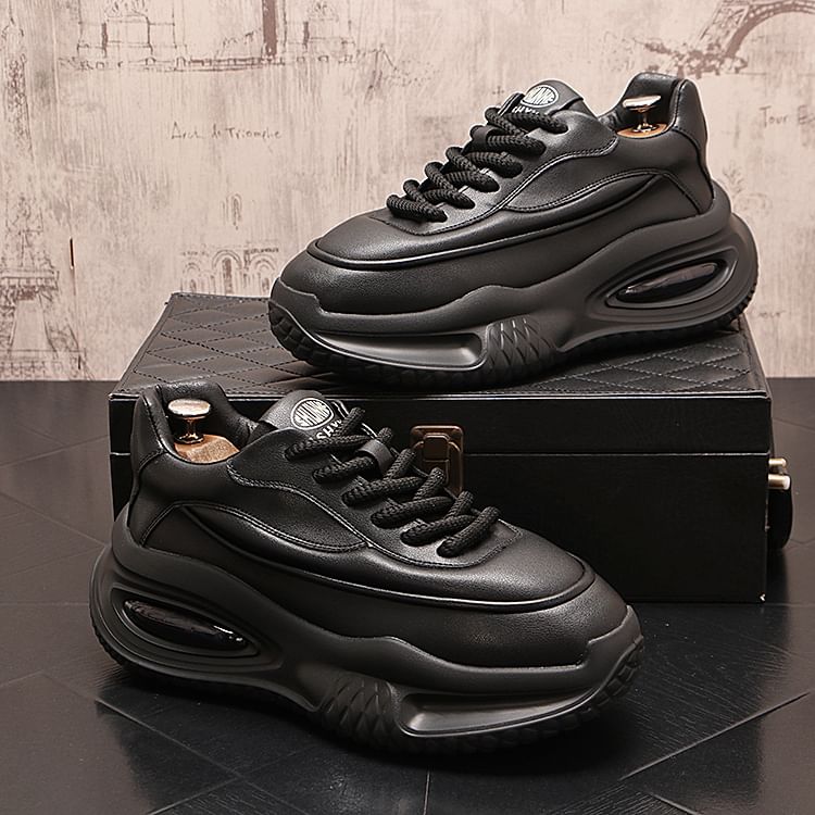 Mr Ozera - Platform Plain Lace-Up Sneakers