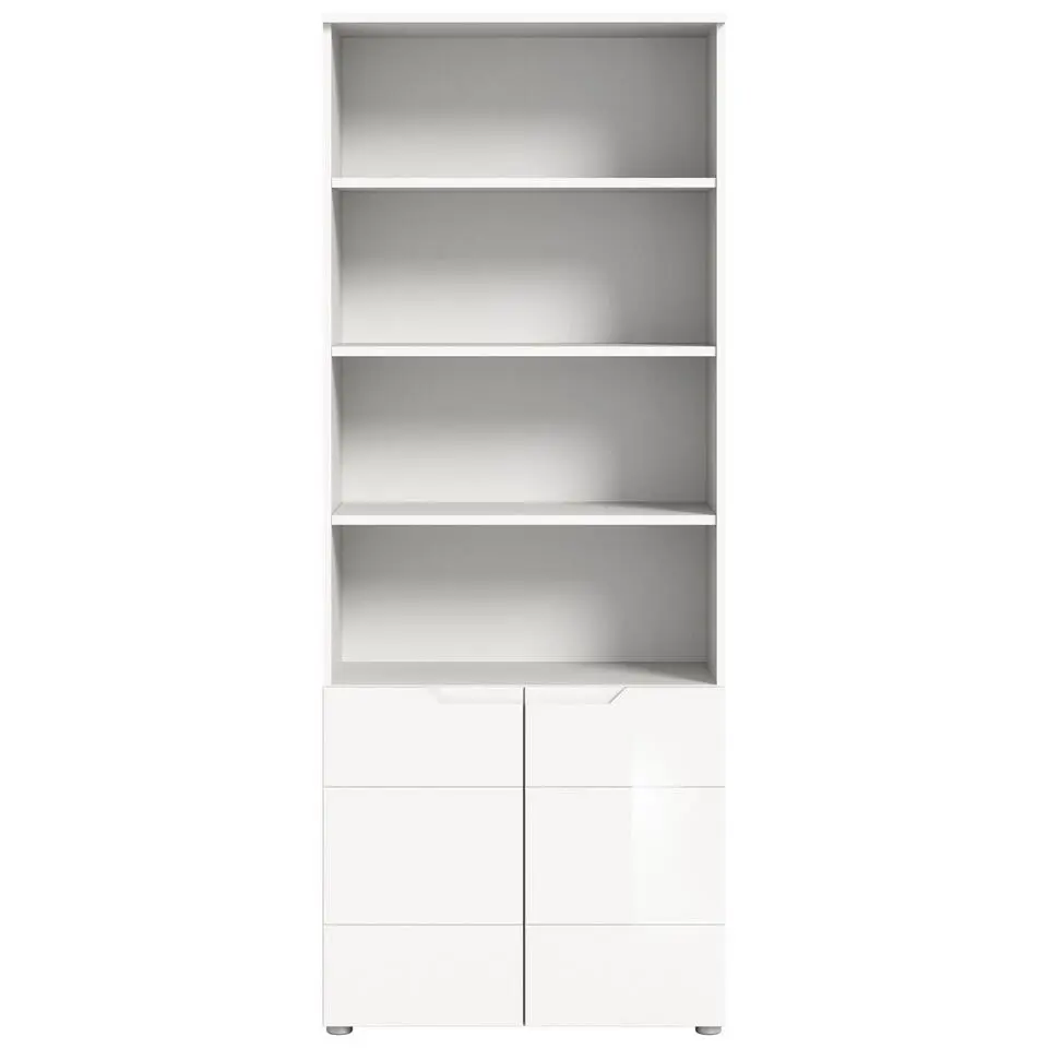 Hioshop Solero wandkast 2 deuren 2 deuren- 3 planken wit hoogglans- wit