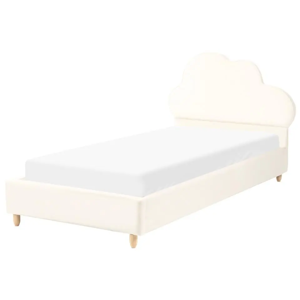 BELLEVUE - Eenpersoonsbed - Lichtbeige - 90 x 200 cm - Fluweel