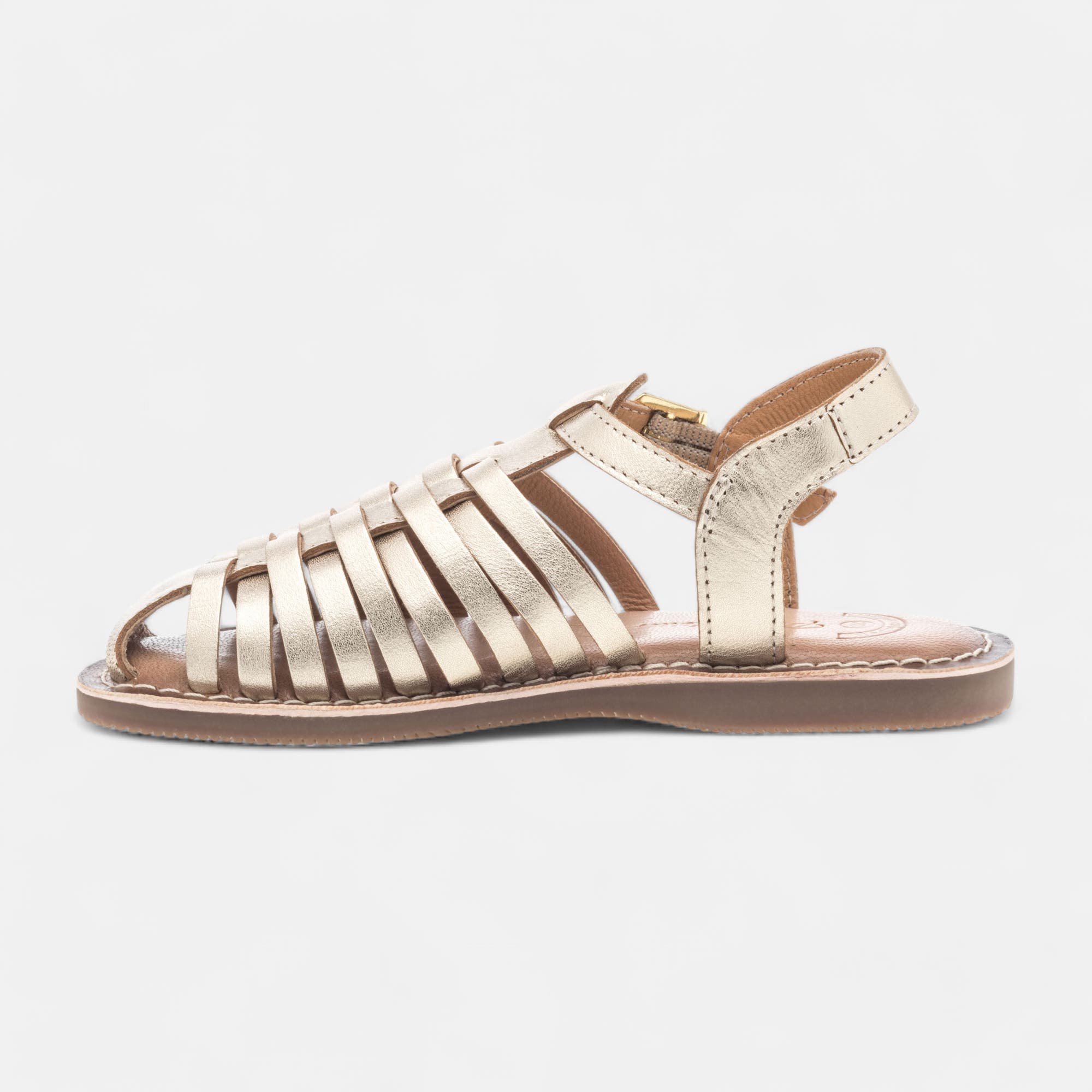 Nu-pieds Fille en cuir or