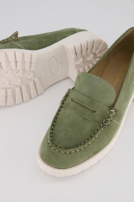 Leder-Loafer, Lederspange, Blockabsatz, Weite H