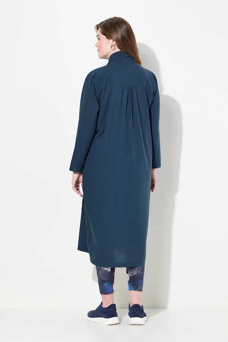 Longbluse, Wickeloptik, Kelchkragen, Langarm