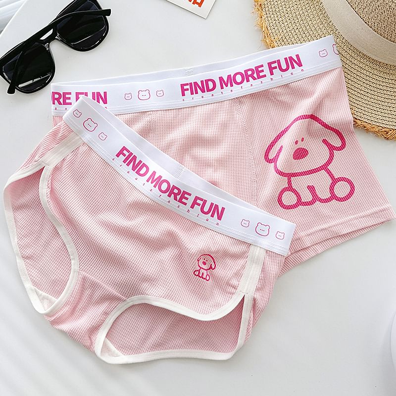 Pancherry - Matching set voor koppels: boxershort met hondenprint + panty