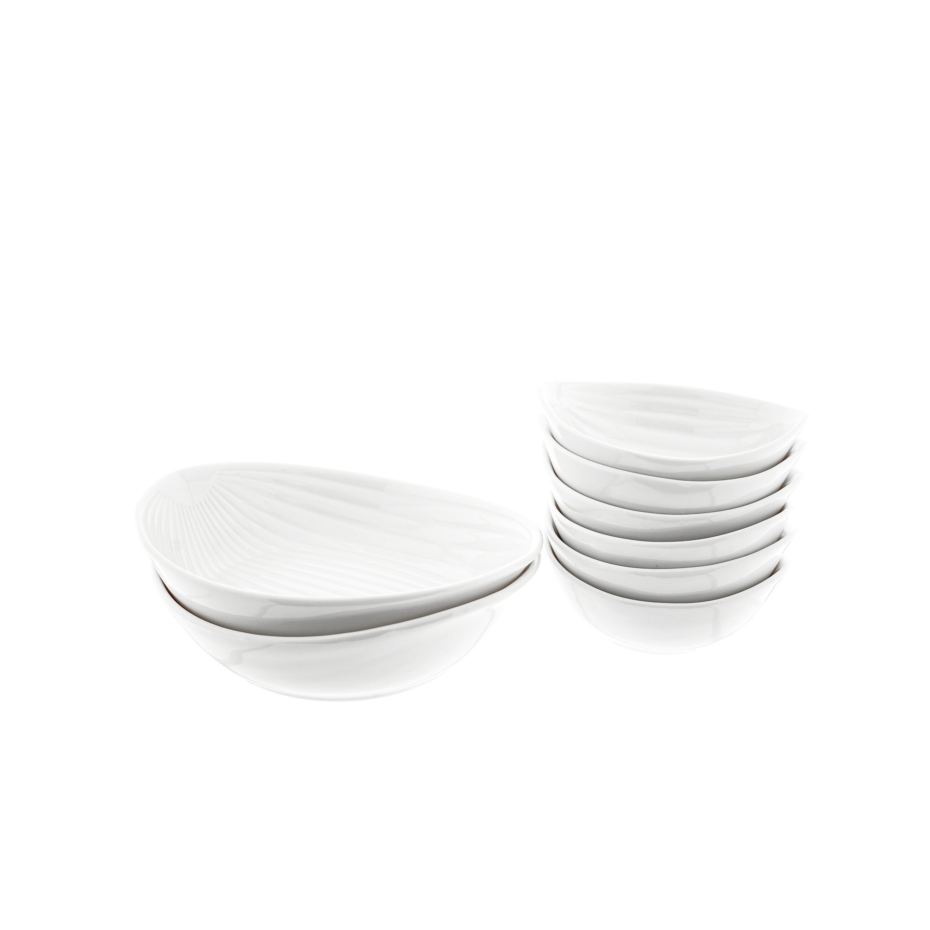 Sunay 8 Teiliges Snackschalen-Set in Weiß aus Porzellan