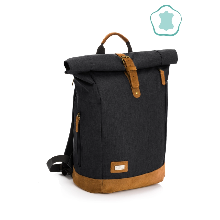 fillikid Wickelrucksack Rolltop Berlin Schwarz Melange