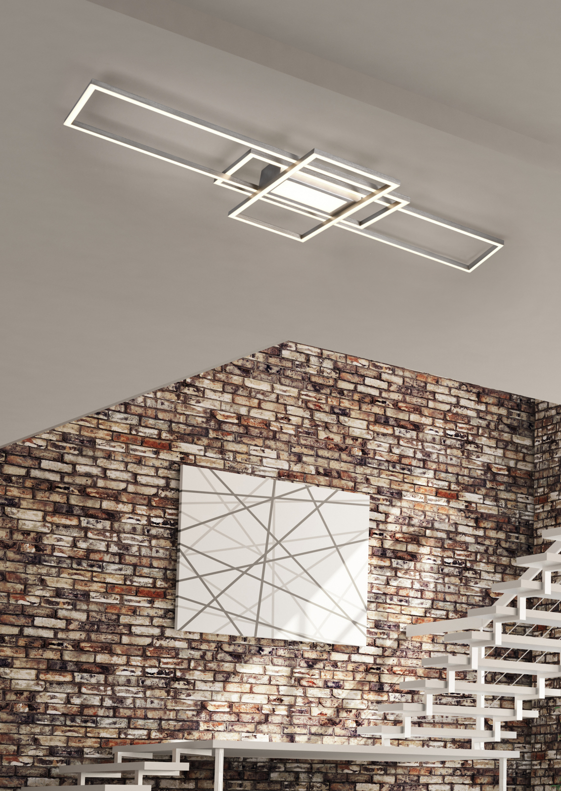 LED-Deckenleuchte - Nickel matt - inklusive Fernbedienung