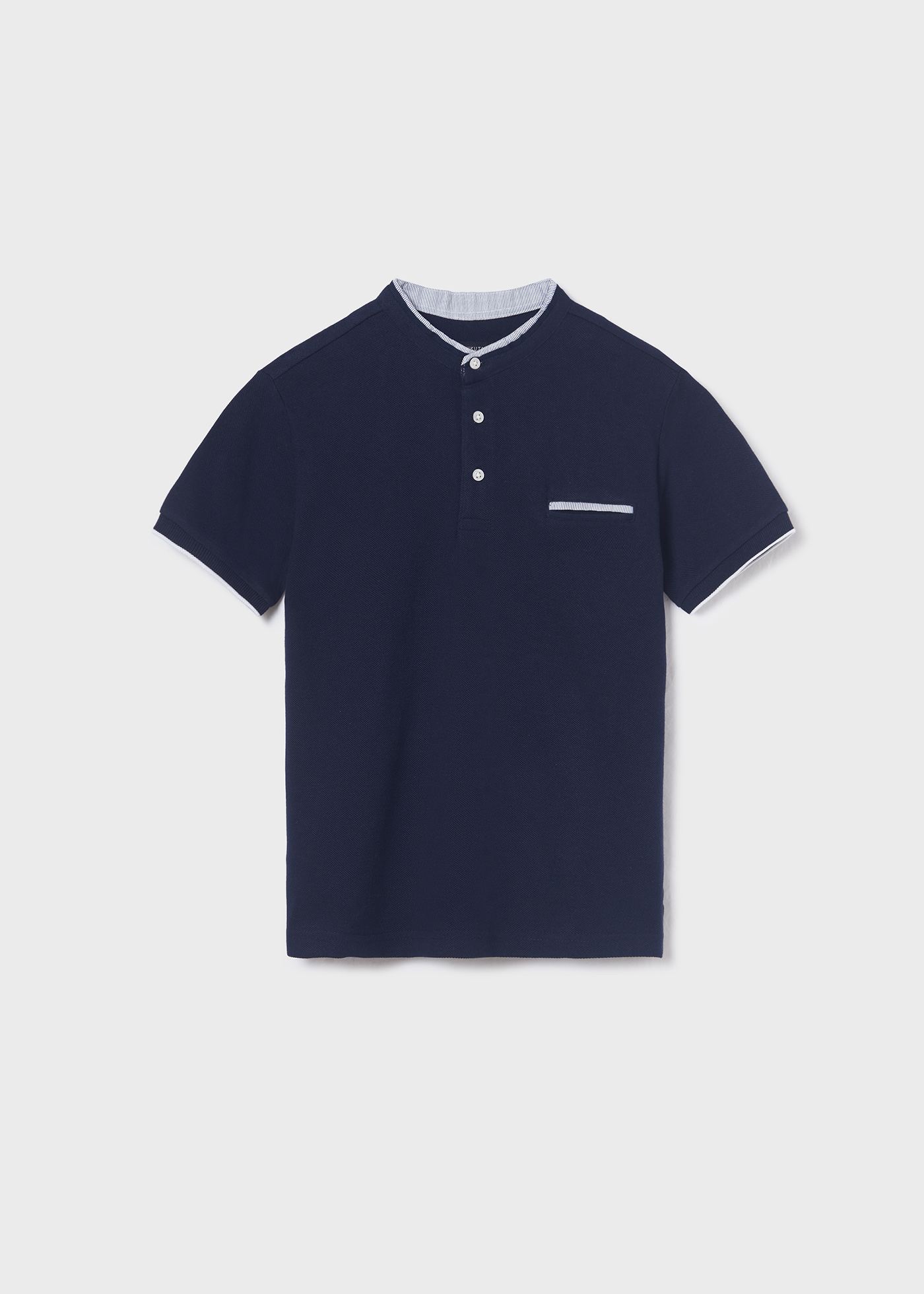 Camisa polo infantil de algodão com gola mandarim