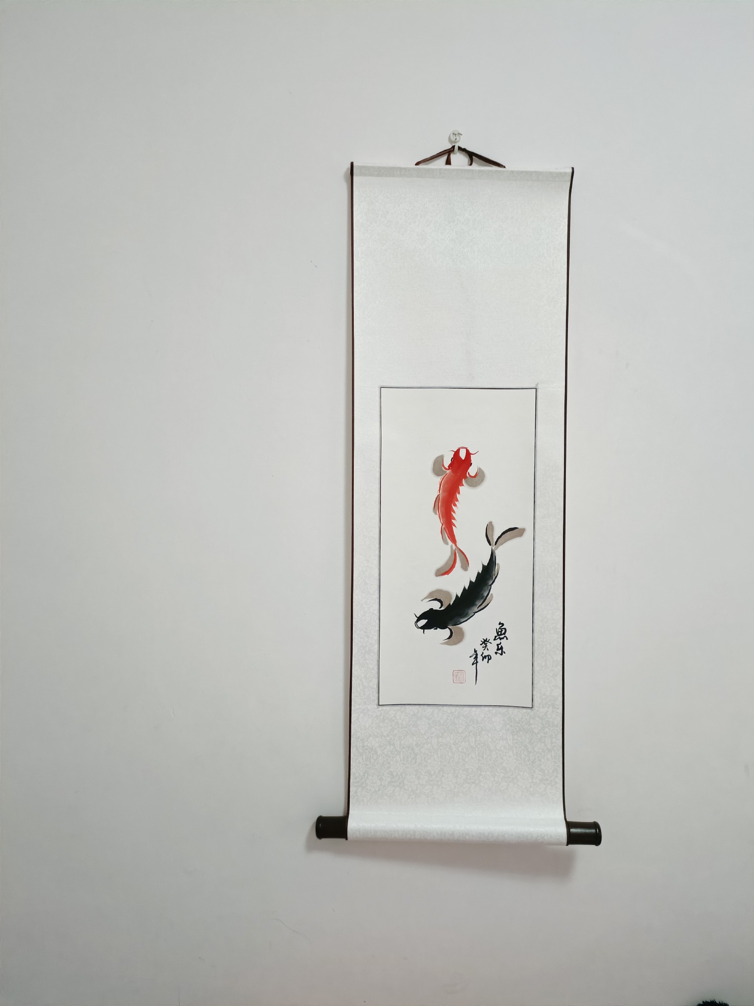 Rollbild 'fröhlicher Fisch', handgemalt, H 90 cm, B 30 cm von fischer's lagerhaus