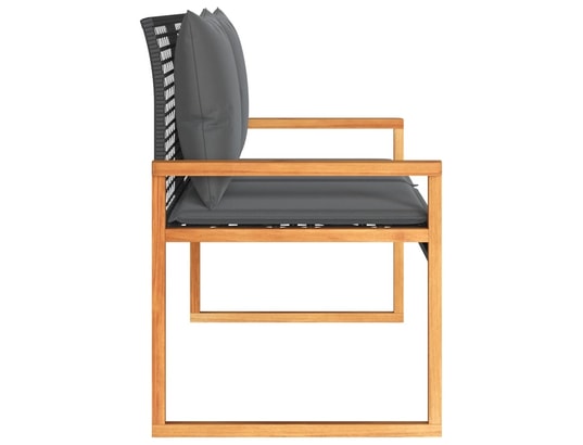 VIDAXL - Banc de jardin avec coussin noir résine tressée et acacia