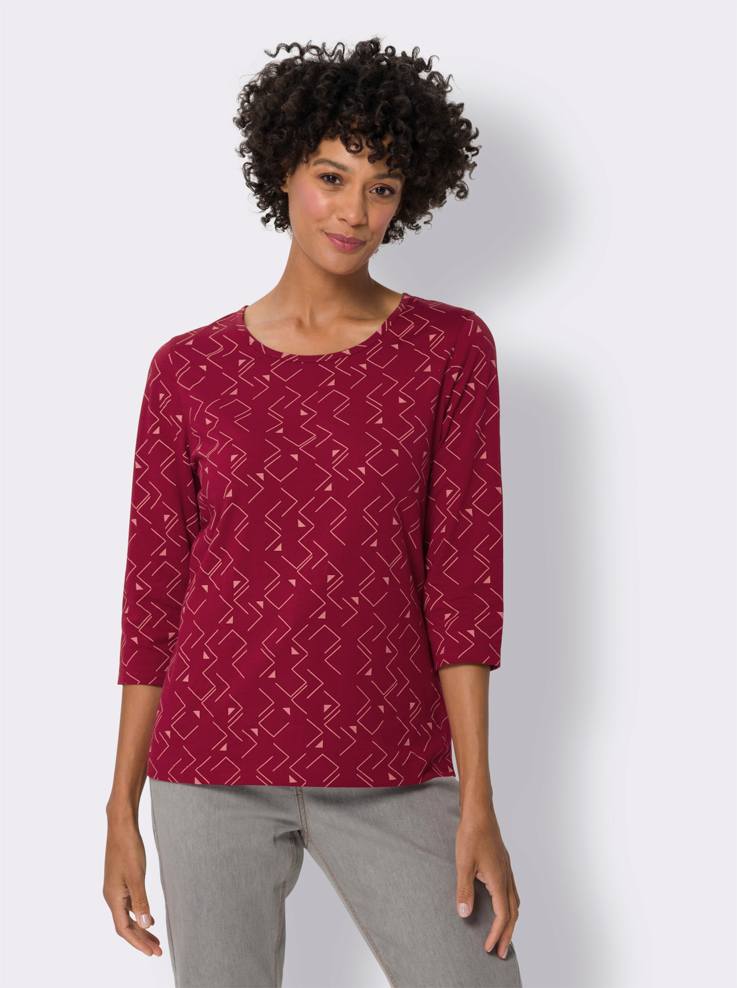 34-Arm-Shirt mit grafischem Allover-Muster