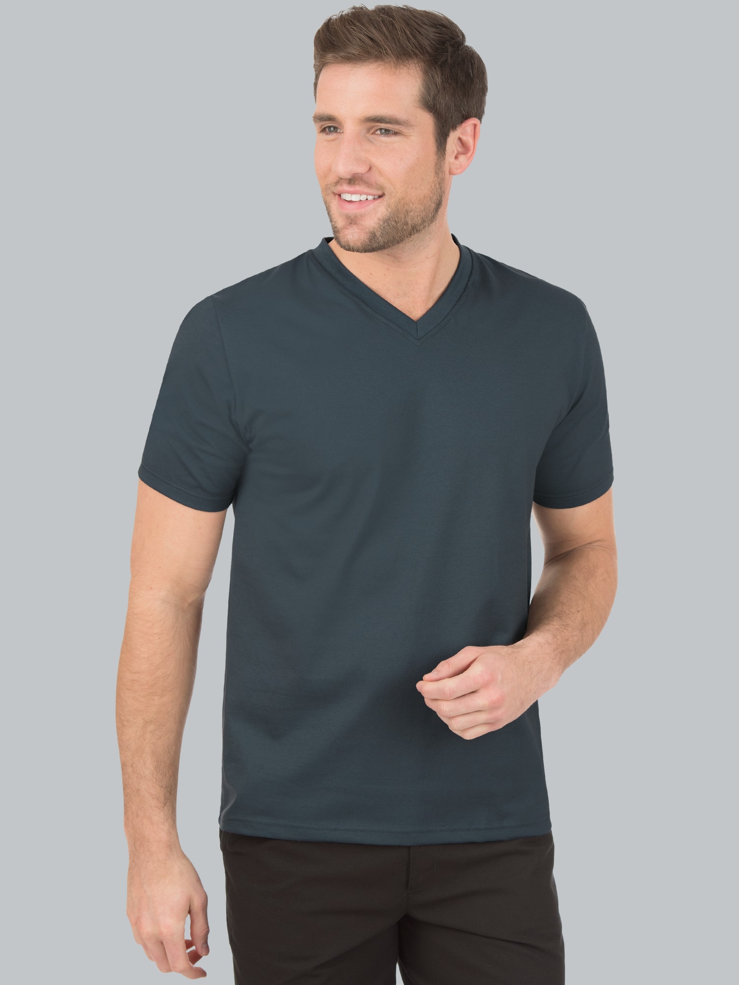 V-Shirt DELUXE Baumwolle Anthrazit