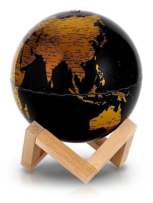 CARTOTHEQUE - GLOBE 14 CM NOIR ET OR LUMINEUX SUPPORT EN BOIS