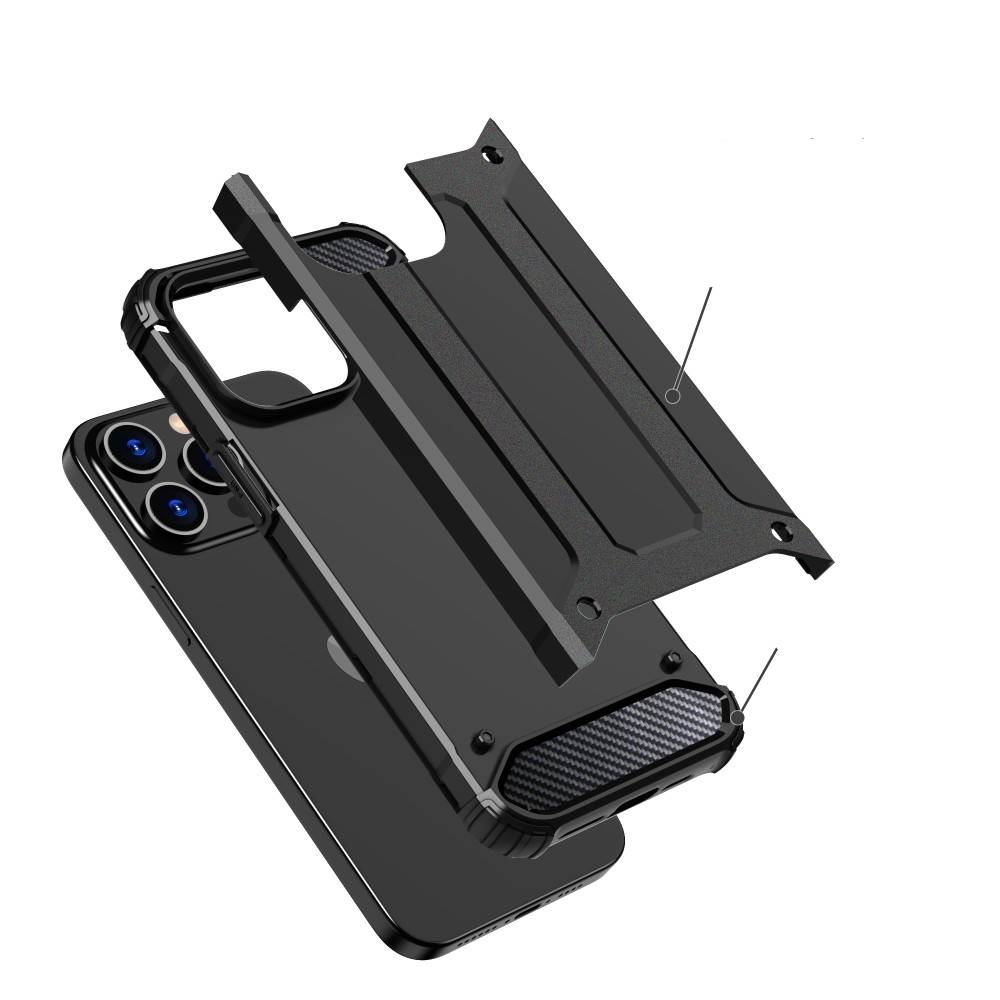 iPhone 15 Outdoor Hybrid Hardcase Hülle - Schwarz