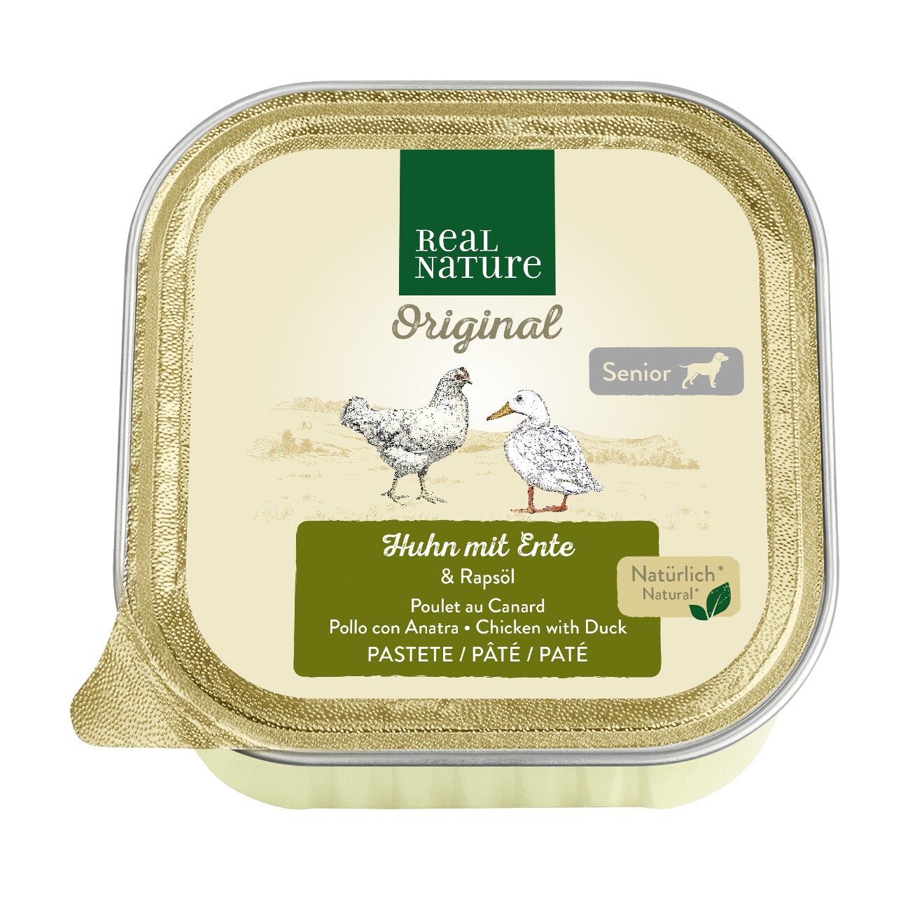 REAL NATURE Nassfutter Hund, Senior, Huhn und Ente 17x100 g
