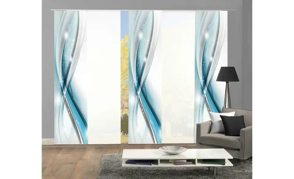 Schiebevorhang Set 5tlg. Blau 5er-Set