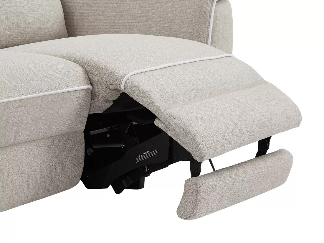 Canapé 3 places relax électrique en tissu beige MACARI