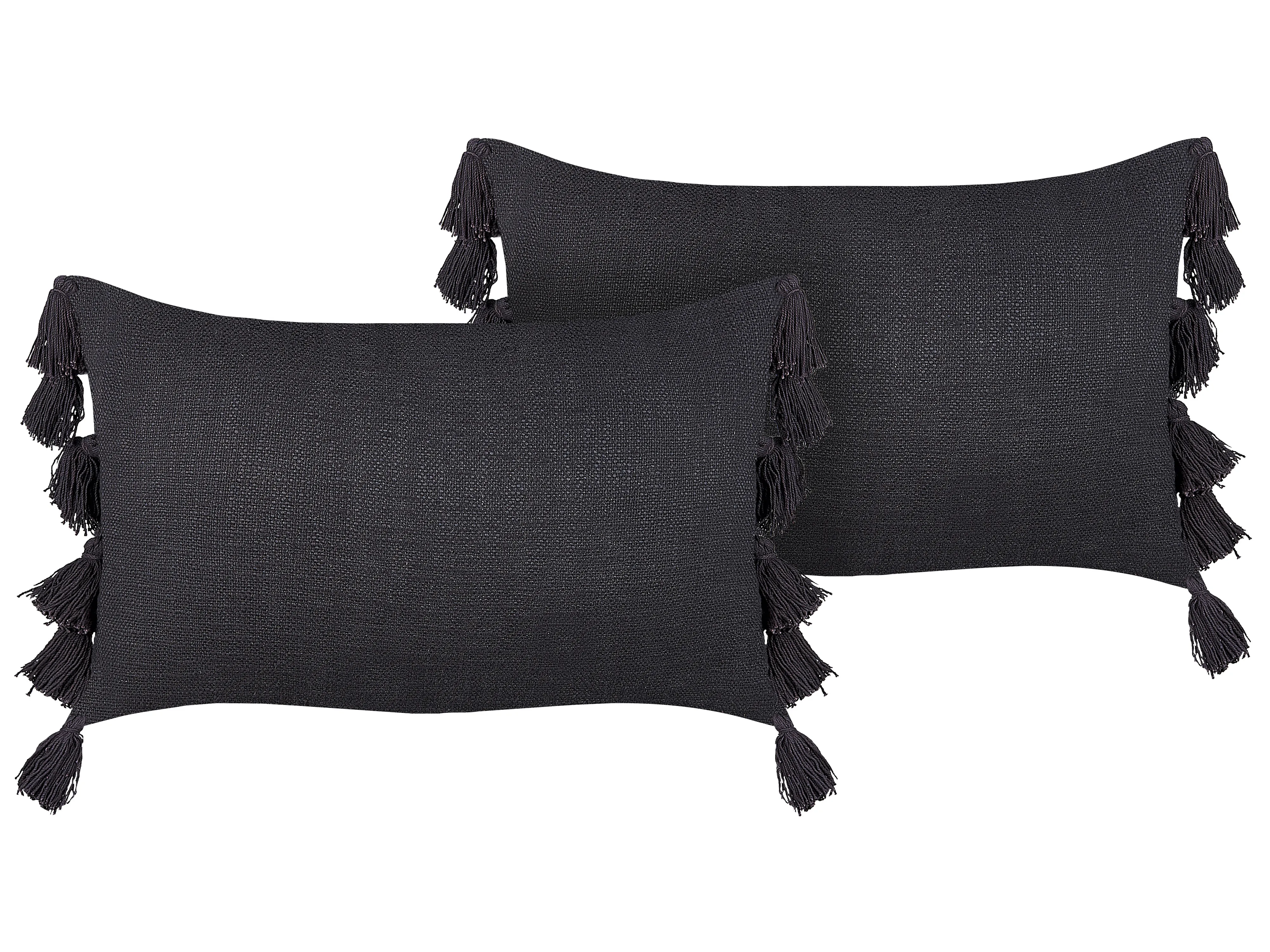 Set van 2 sierkussens LYTHRUM Katoen 45 x 45 cm Donkergrijs effen