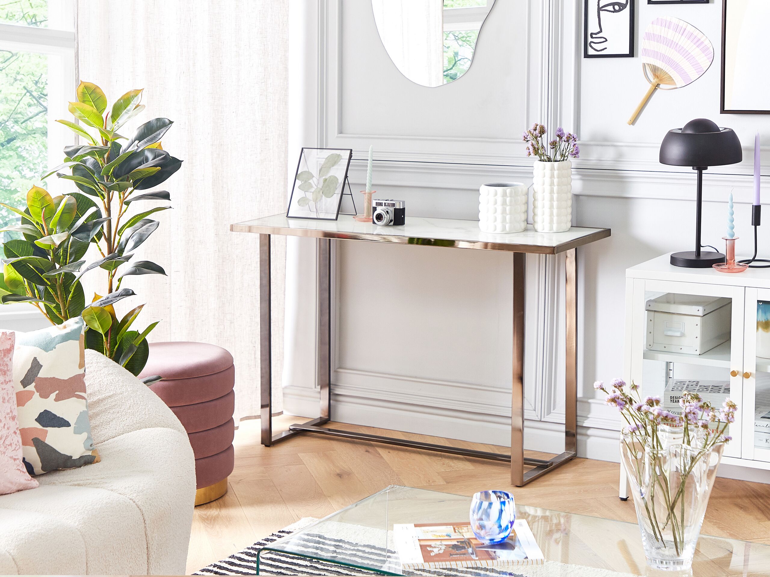 Beliani - PLANO - Consoletafel - Wit - Veiligheidsglas
